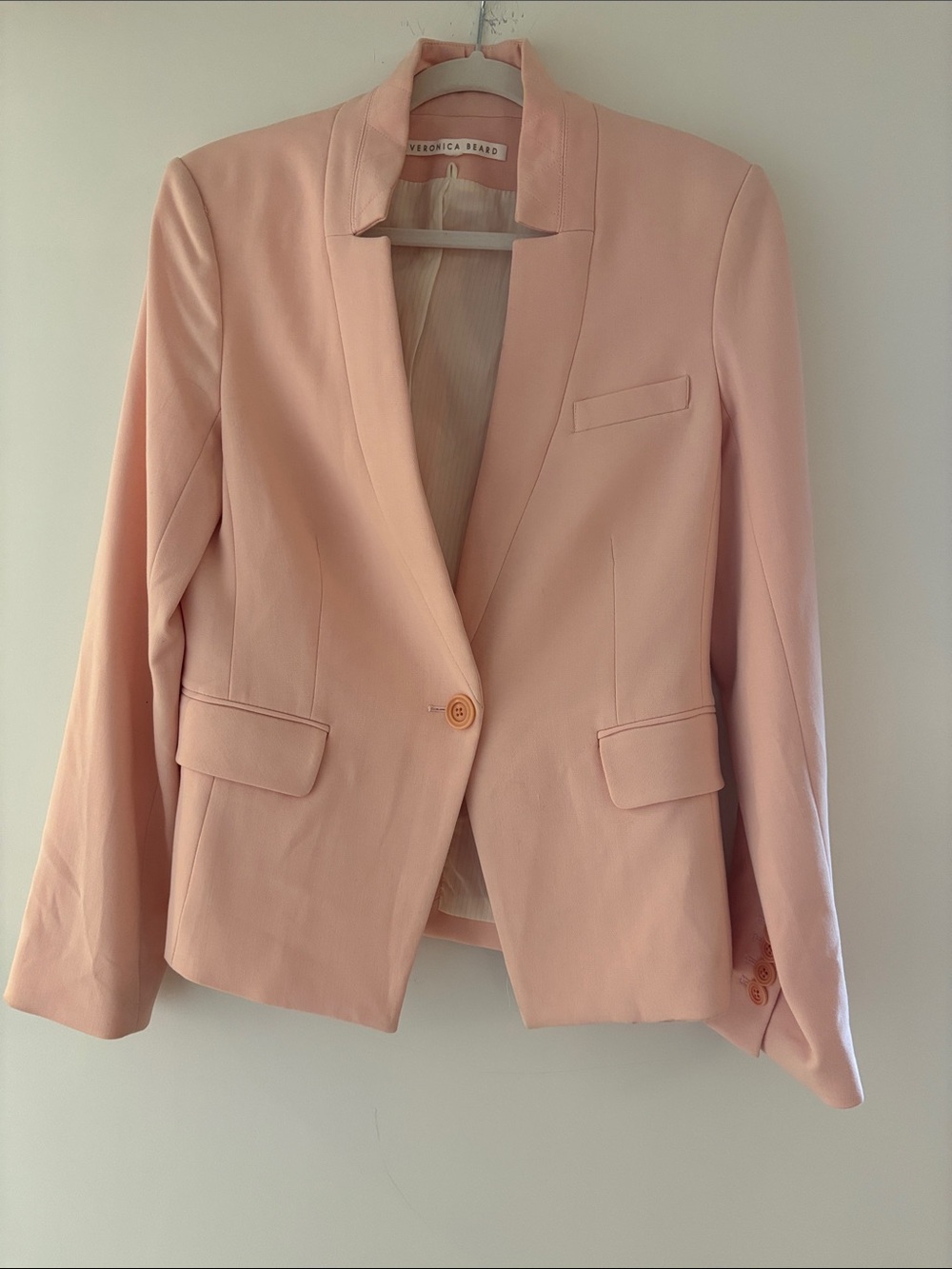 Veronica Beard Blush Pink Single-Button Tailored Blazer